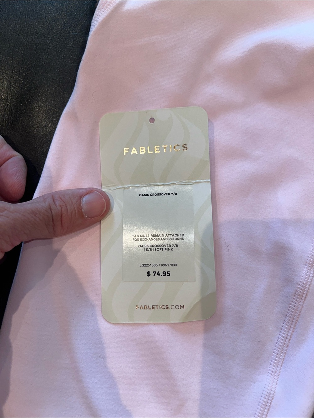 Fabletics Soft Pink Oasis Crossover 7/8 Leggings
